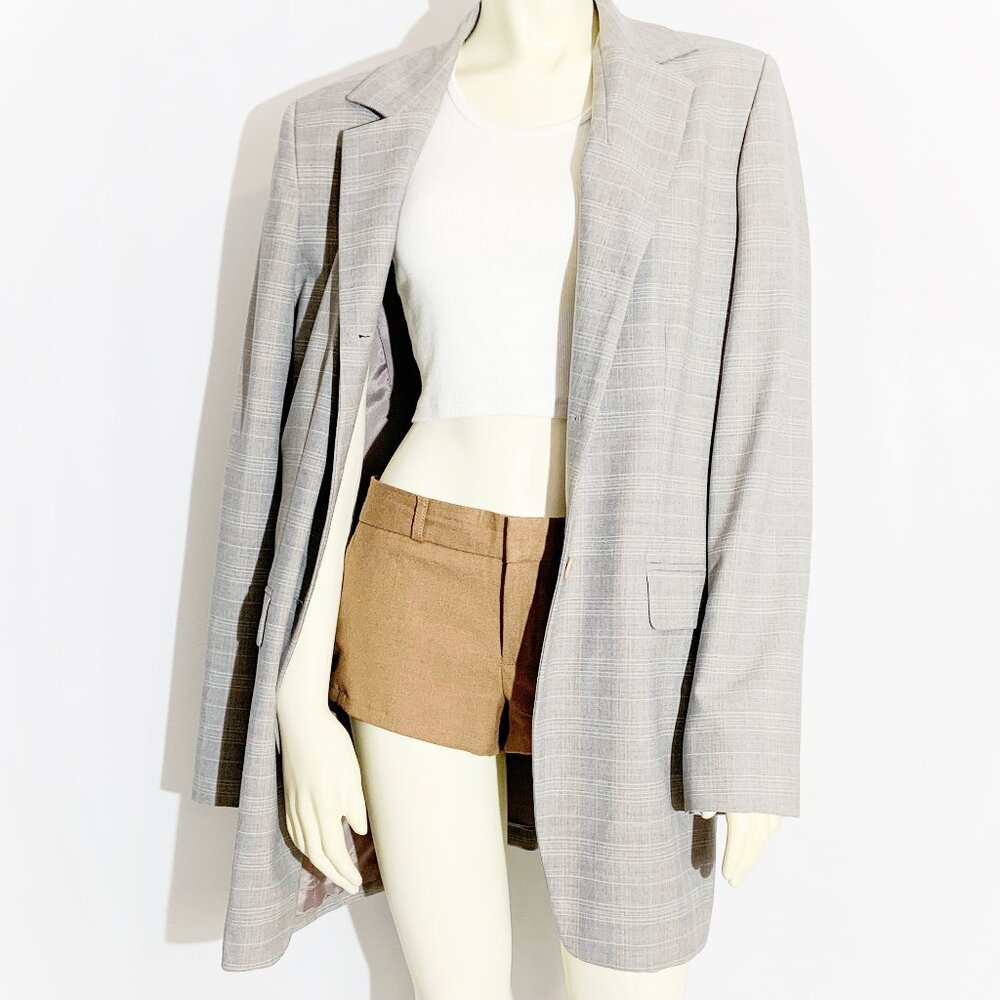 Vintage 00s Long Line Grey Plaid Blazer by Jones New York / size Small